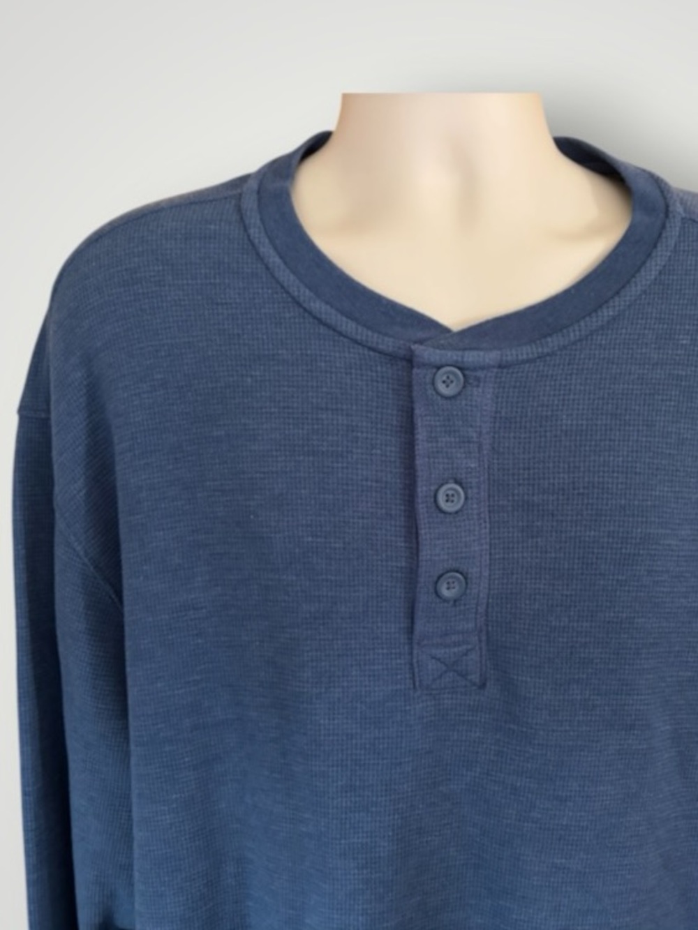 Redhead Slate Blue Waffle Thermal Henley Shirt Long Sleeve Mens Size XL